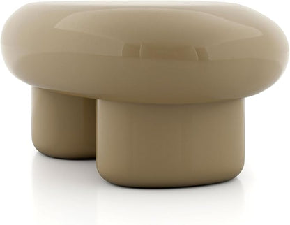 24/7 Shop at Home Kavren Modern 37-inch Oval Glossy Low Profile Coffee Table, Stone Shape Living Room Furniture for Small Space, Light Brown