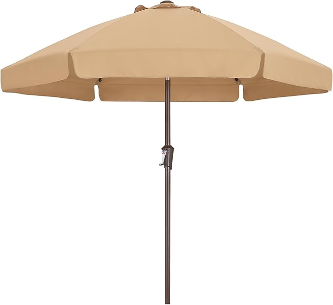 ABCCANOPY 7.5ft Scalloped Patio Umbrella, Outdoor Table Umbrella with Tilt and Crank, Fiberglass Ribs Deck Umbrella for Patio, Pool, Garden, Picnic (Khaki)