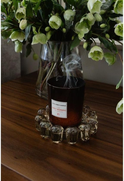 Alice Lane Bubble Candle Dish – Chic Smoky Glass Candle Dish for Home Decor – Decorative Modern Candle Holder for Small Candles