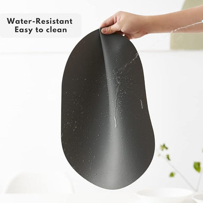 Mint Green Oval Silicone Placemats Set of 4 – Heat Resistant, Waterproof, Easy to Clean Non-Slip Modern Dining Table Mats – Premium Leather Textured Japandi Kitchen Decor