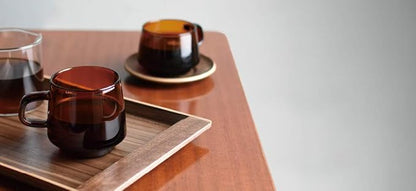 KINTO 21742 SEPIA Cup & Saucer, 9.1 fl oz (270 ml), Amber, Heat-Resistant Glass, Gift, Present