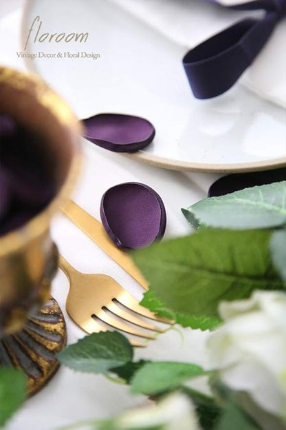 Floroom 300pcs Rose Petals Plum Faux Silk Flower Petals for Wedding Flower Girl Basket Aisle Scatter Dinner Table Centerpieces Party Confetti Bridal Shower Romantic Night Decoration