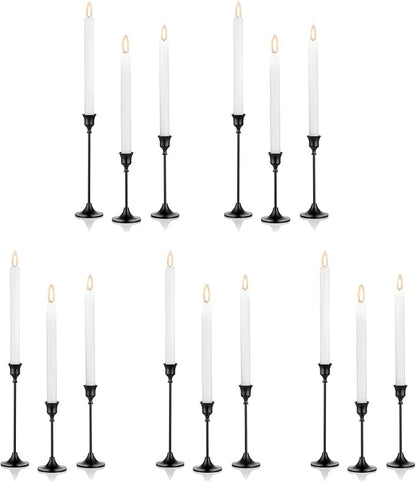 Nuptio Black Candle Holder Candlestick Holders 15 Pcs Candle Sticks Holder Metal Tapered Candle Holder, Taper Candle Holders for Wedding Christmas Party Celebration Mantel Dinner Home Decoration