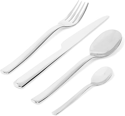 Alessi REB09S24 Ovale - Cutlery set composed of six table spoons, six table forks, six table knives, six coffee spoons in 18/10 stainless steel.