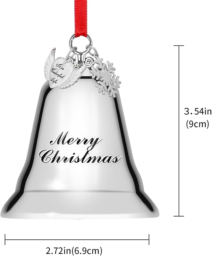 Styleonme Christmas Bells, 2025 Christmas Ornaments, This is a Christmas Angel Bell Accessory Inspired by a Beautiful Life, Featuring The Charm of zinc Alloy Heart-Shaped Angel Wings and Snowflakes