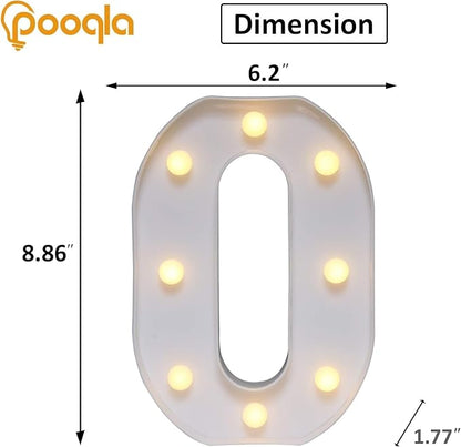 Pooqla LED Marquee Letter Lights, Warm White and Cool White Decorative Lighted Letters, Light Up Alphabet Letters for Boys Girls, Party, Wedding, Bar, Night Light, Birthday Decoration, Letter O