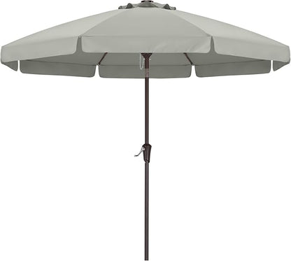 ABCCANOPY 10ft Scalloped Patio Umbrella, Outdoor Table Umbrella with Tilt and Crank, Fiberglass Ribs Deck Umbrella for Patio, Pool, Garden, Picnic (Light Gray)
