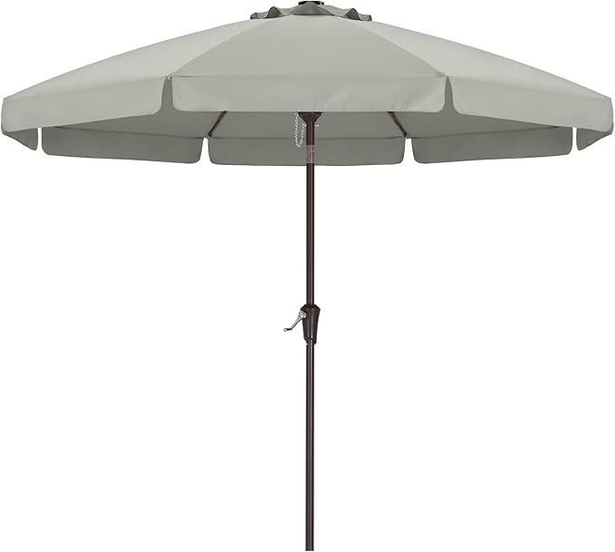 ABCCANOPY 9ft Scalloped Patio Umbrella, Outdoor Table Umbrella with Tilt and Crank, Fiberglass Ribs Deck Umbrella for Patio, Pool, Garden, Picnic (Light Gray)