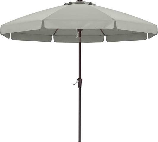 ABCCANOPY 9ft Scalloped Patio Umbrella, Outdoor Table Umbrella with Tilt and Crank, Fiberglass Ribs Deck Umbrella for Patio, Pool, Garden, Picnic (Light Gray)