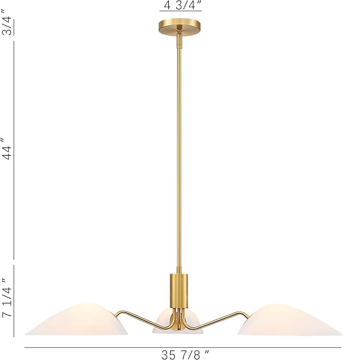 MEXO Modern Glass Chandeliers, Sputnik Chandelier Gold Pendant Lighting Fixture Glass Shade Ceiling Light for Dining Room Kitchen Island