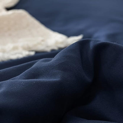 Pureant Navy Blue Comforter King Set Dark Blue Bedding Comforter Set Solid Navy King Blanket Quilts Men Women Cotton Blue King Size Comforter Breathable Soft Navy Blue Comforter with 2 Pillowcases