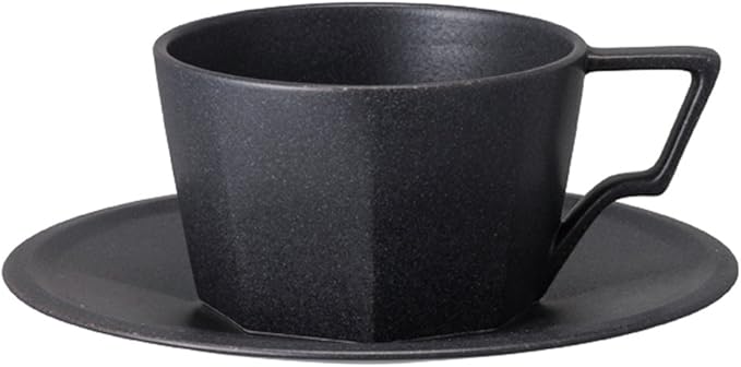 KINTO 28895 OCT Cup & Saucer, 10.1 fl oz (300 ml), Black, Microwave and Dishwasher Safe