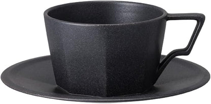 KINTO 28895 OCT Cup & Saucer, 10.1 fl oz (300 ml), Black, Microwave and Dishwasher Safe