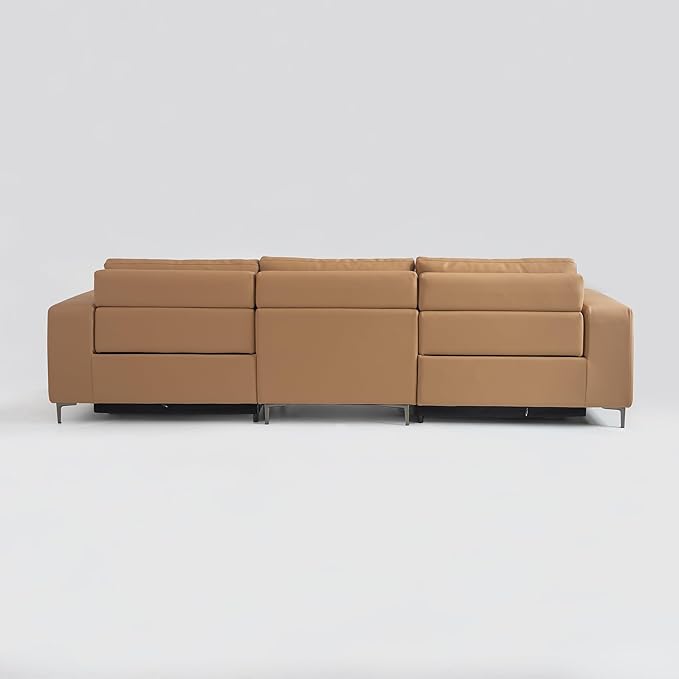 Acanva Dual Power Reclining Sectional Sofa with Movable Ottoman, Modern Vegan Leather Modular Recliner Couch for Living Room, 4 Piece Set