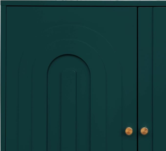 60" Modern Sideboard Buffet Accent Cabinet, Green Entryway Table with Storage Wood Credenzas for Living Room Home Bar, 4 Doors & Adjustable Shelves