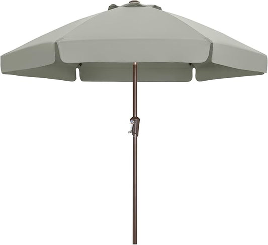 ABCCANOPY 7.5ft Scalloped Patio Umbrella, Outdoor Table Umbrella with Tilt and Crank, Fiberglass Ribs Deck Umbrella for Patio, Pool, Garden, Picnic (Light Gray)