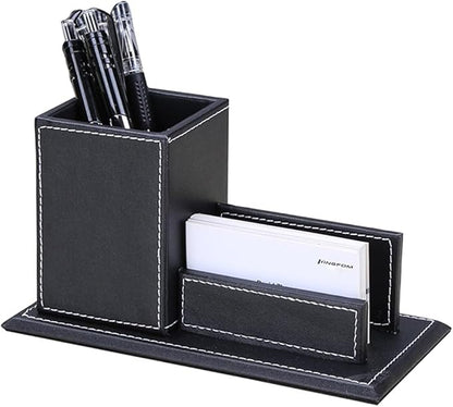 KINGFOM T31-6PCS/SET Desktop Decor Organizer Supplies Set PU Leather Remote Control Collection Holder, Pencil Box, Business Card Holder, Mouse Pad, Sticky Notes Paper and Dispenser