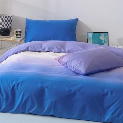 CLOTHKNOW Blue Purple Full Size Comforter Sets Blue Gradient Bedding Comforter Sets Purple Comforters Soft Blue Comforter with 2 x Pillow Cases