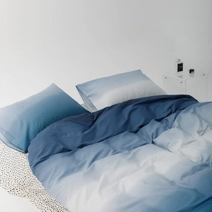 Pureant Blue White Gradient Comforter Sets King Solid Ocean Sea Blue Bedding Comforters Cotton Modern Plain White and Sky Blue Gradient Soft Quilts Farmhouse Abstract Art Watercolor Comforters Warm