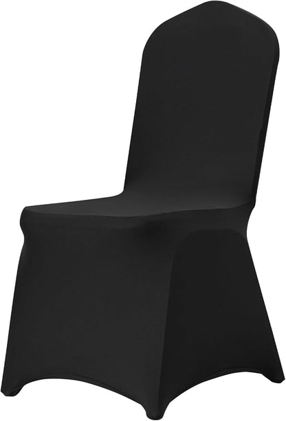 VEVOR 30 Pcs Flat-Front Chair Covers Polyester Spandex Chair Cover Stretch Slipcovers, Wedding, Holiday, Banquet, Party, Celebration, Dining, Black