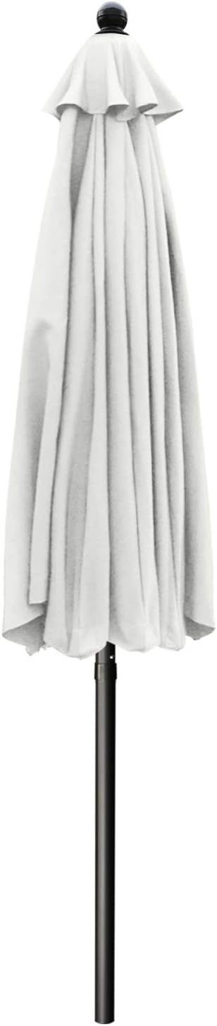 ABCCANOPY 9ft Scalloped Patio Umbrella, Outdoor Table Umbrella with Tilt and Crank, Fiberglass Ribs Deck Umbrella for Patio, Pool, Garden, Picnic (Light Beige)