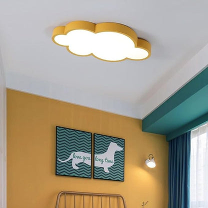 Cloud Shape Led Ceiling Light, 48Cm/19Inch, 36W, Yellow, with Remote Control 4 Color Temperatures,Adjustable Warm Light Eye Protection Bedroom Study/Kindergarten Ceiling Lights