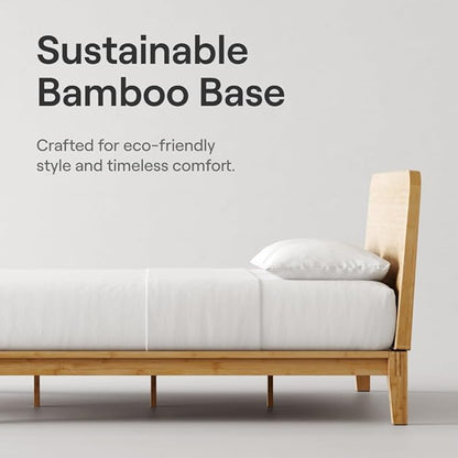 Nectar Bamboo Platform Bed Frame - King - Natural - Floating Center Support Legs - 12” Height - Easy Tool Free Set Up - Contemporary and Durable - Sturdy Wooden Support Slats - Holds Up to 800 Pounds