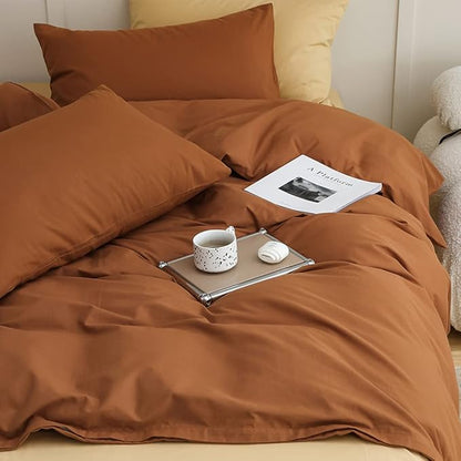 CLOTHKNOW Pumpkin Full Size Comforter Sets 3Pcs Brown Rust Bedding Comforter Sets Caramel Comforter Orange Terracotta Comforter with 2 x Pillow Cases
