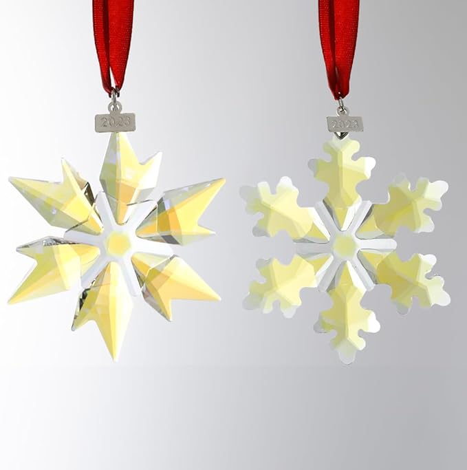 2023 Edition Crystal Snowflake Ornament Christmas Tree Ornament Home Decor Gift (23-Set of 2-Colorful)