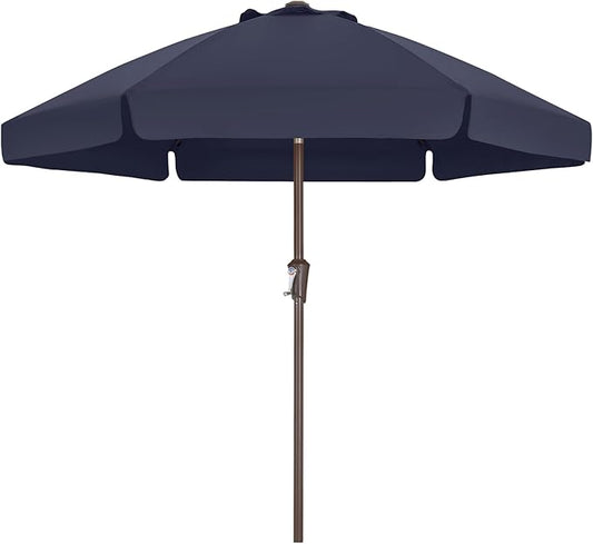 ABCCANOPY 7.5ft Scalloped Patio Umbrella, Outdoor Table Umbrella with Tilt and Crank, Fiberglass Ribs Deck Umbrella for Patio, Pool, Garden, Picnic (Navy Blue)