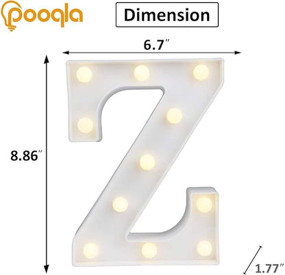 Pooqla LED Marquee Letter Lights, Warm White and Cool White Decorative Lighted Letters, Light Up Alphabet Letters for Boys Girls, Party, Wedding, Bar, Night Light, Birthday Decoration, Letter Z