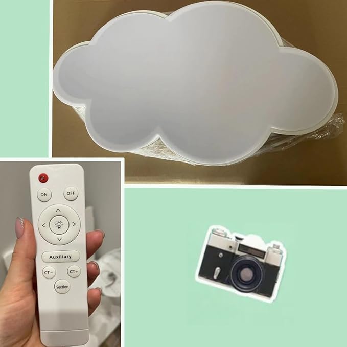 Cloud Lights for Ceiling White 26" 54w Close to Ceiling Light Fixtures with Remote Cloud Shaped Led Ceiling Lamp Flush Mount Lighting Fixture for Girls Children's Room/Kindergarten
