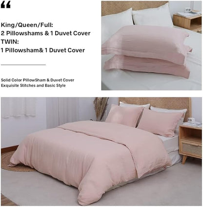 Simple&Opulence 100% Linen Duvet Cover Set, Natural French Flax Blush Pink Duvet Cover Twin Size, Breathable Soft Comfy Linen Bedding Comforter Cover with 1 Pillowcase(Blush Pink, 68"x86")
