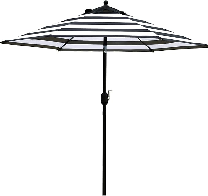 Sunnyglade 7.5' Patio Umbrella Outdoor Table Market Umbrella with Push Button Tilt/Crank, 6 Ribs (Black and White)