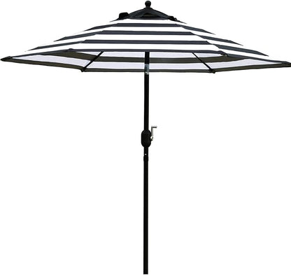 Sunnyglade 7.5' Patio Umbrella Outdoor Table Market Umbrella with Push Button Tilt/Crank, 6 Ribs (Black and White)