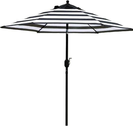 Sunnyglade 7.5' Patio Umbrella Outdoor Table Market Umbrella with Push Button Tilt/Crank, 6 Ribs (Black and White)