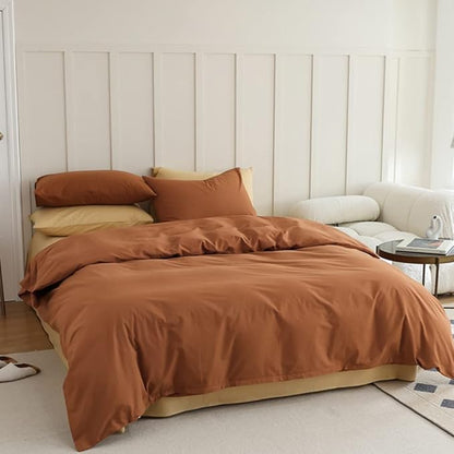 CLOTHKNOW Pumpkin Full Size Comforter Sets 3Pcs Brown Rust Bedding Comforter Sets Caramel Comforter Orange Terracotta Comforter with 2 x Pillow Cases