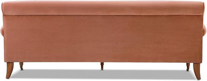 Jennifer Taylor Home Alana Lawson Three-Cushion Tightback Sofa, Peach Orange Velvet, 3-Seat