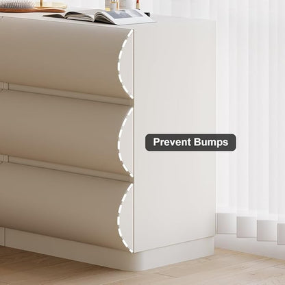 homary 3 Piece Bedroom Sets, White Nightstands Set of 2 and 6 Drawers Dresser, Smart Night Stand with Wireless Charging USB, Faux Leather Chest of Drawers Storage Drawers 3Pcs