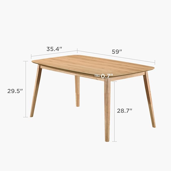 Acanva Modern Rectangular Dining Table for 6, Farmhouse Kitchen Dinner Tables with Tapered Wood Legs, Oak