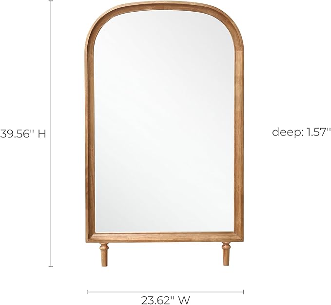 LuxenHome Arched Wall Mirror with Solid Wood Frame, 23.6''x39.5'' Large Farmhouse Wall Mounted Decorative Mirror with Legs, Rustic Arch Mirrors for Bathroom Vanity, Entryway, Living Room, Bedroom