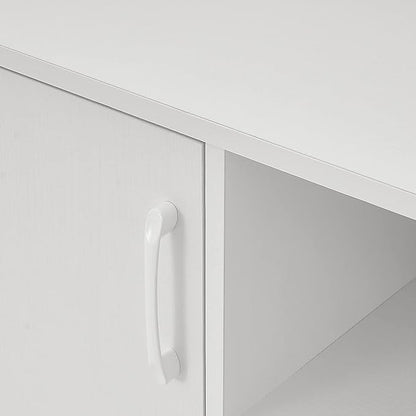 Panana TV Stand, Entertainment Center with 2 Doors and 2 Cubby Storages Cabinets for up to 65 inch for Living Room Bedroom (White, 53.5 inch)
