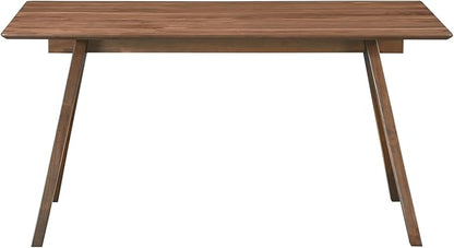 Acanva Farmhouse Rectangular Dining Table for 6 People, Modern Mid-Century Walnut Kitchen Dinner Tables Furniture, Natural Walnut