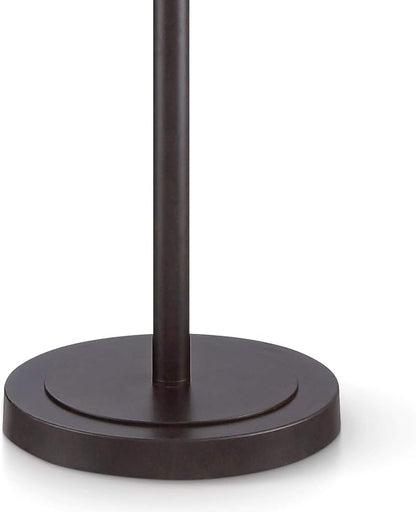 Franklin Iron Works Alamo Industrial Rustic Farmhouse Standing Floor Lamp 62" Tall Bronze Sheer Brown Organza Linen Fabric Double Drum Shades for Living Room Reading Bedroom Office House Home Decor