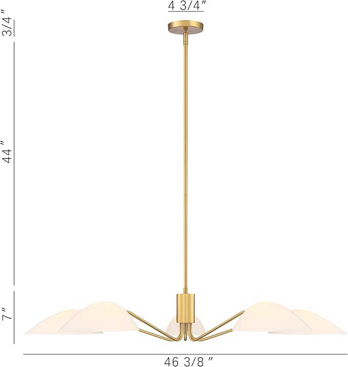 MEXO Modern Glass Chandeliers, Sputnik Chandelier Gold Pendant Lighting Fixture Glass Shade Ceiling Light for Dining Room Kitchen Island