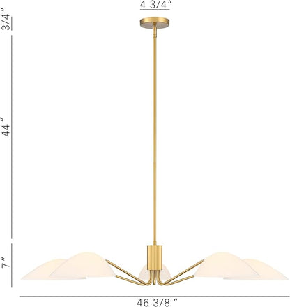 MEXO Modern Glass Chandeliers, Sputnik Chandelier Gold Pendant Lighting Fixture Glass Shade Ceiling Light for Dining Room Kitchen Island