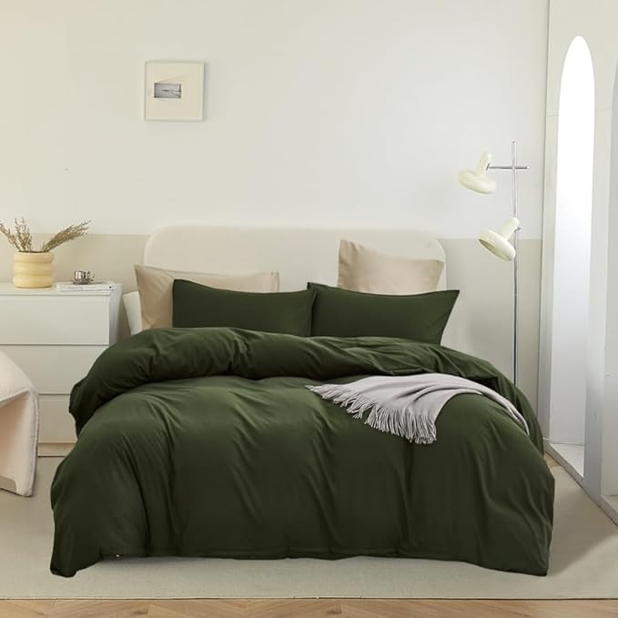 Pureant Dark Green Comforter Set Twin Olive Green Bedding Comforter Army Green Twin Comforter for Women Men Hunter Green Twin Size Comforter Soft Minimalist Military Green Bedding Breathable