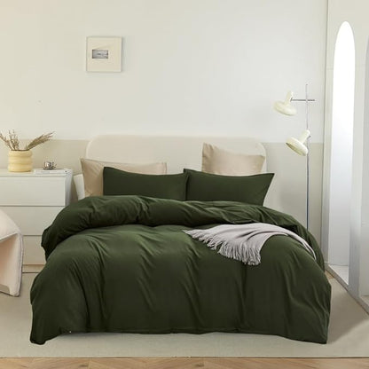 Pureant Dark Green Comforter Set Twin Olive Green Bedding Comforter Army Green Twin Comforter for Women Men Hunter Green Twin Size Comforter Soft Minimalist Military Green Bedding Breathable