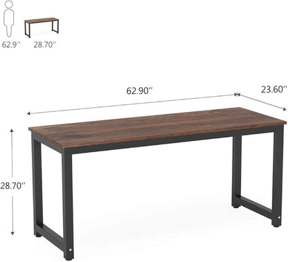Tribesigns Computer Desk, 63 inch Large Office Desk Computer Table Study Writing Desk Workstation for Home Office, Rustic Brown