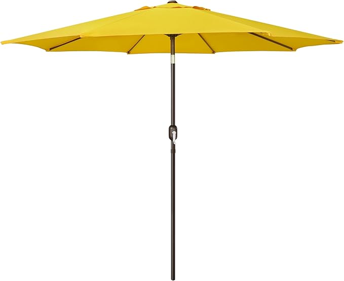 Blissun 9' Outdoor Patio Umbrella, Outdoor Table Umbrella, Yard Umbrella, Market Umbrella with 8 Sturdy Ribs, Push Button Tilt and Crank